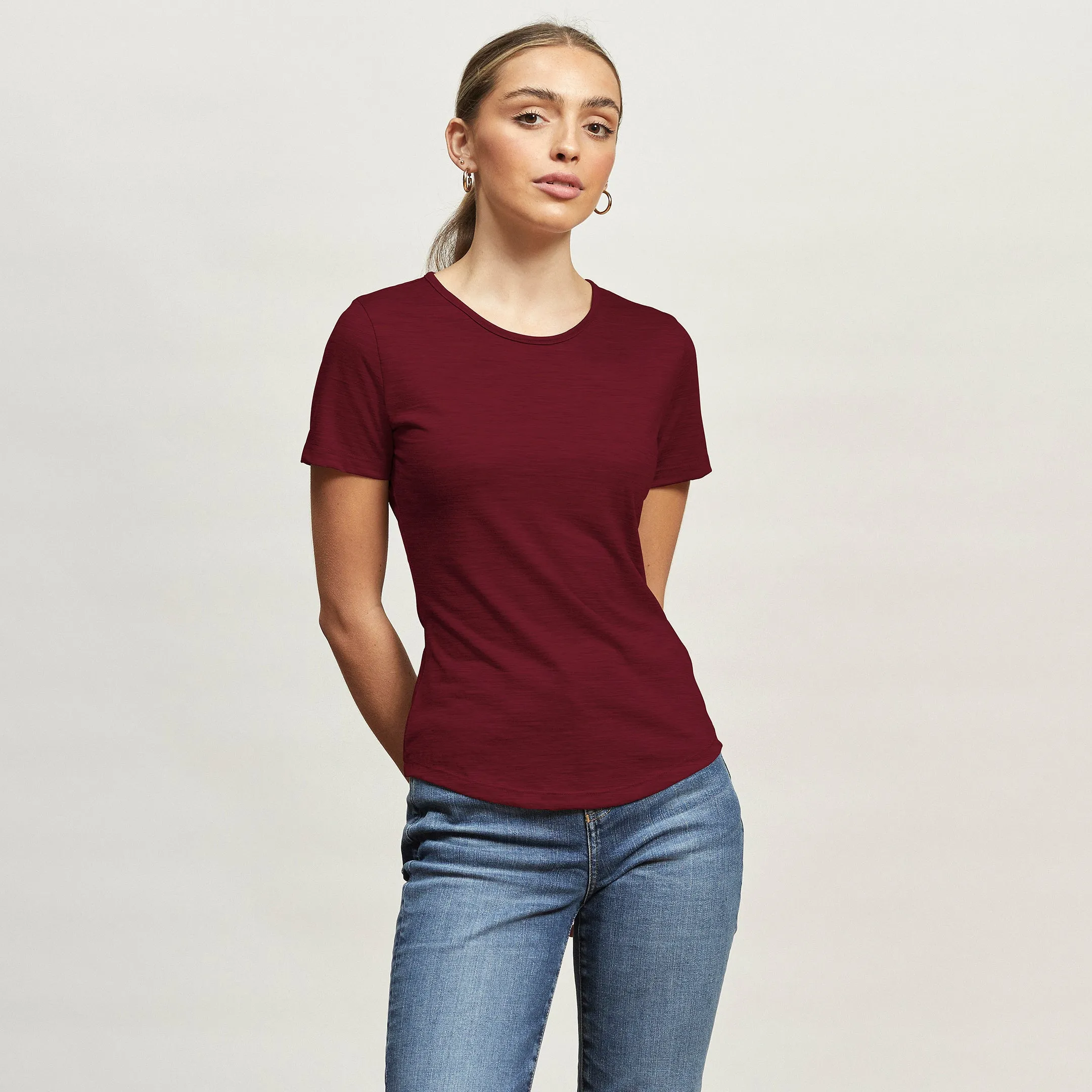 Embroidered Details Perfect Layer Wear Merino Crew Tee