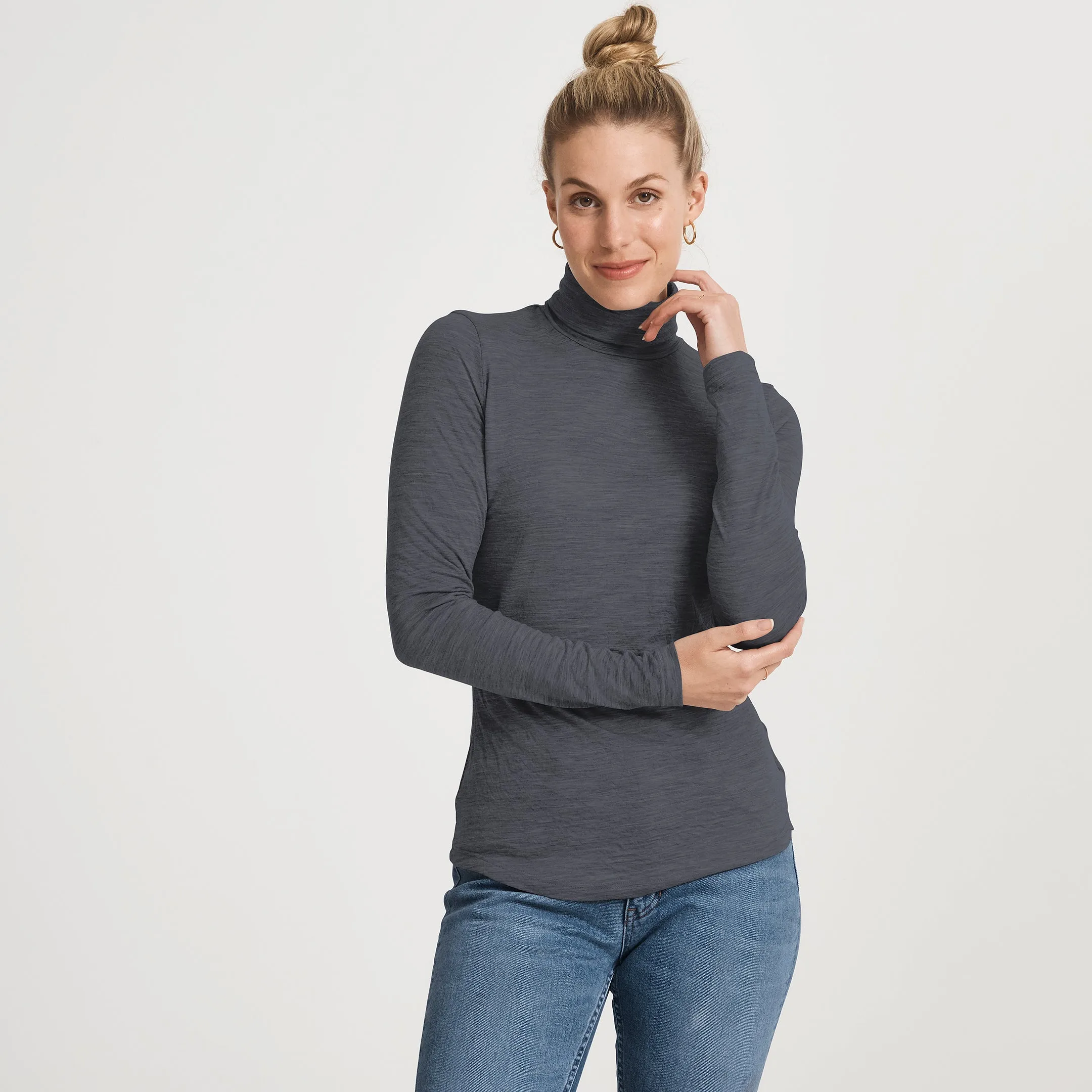 EcoFriendly Dye Set In Sleeve Merino LS Turtleneck Tee