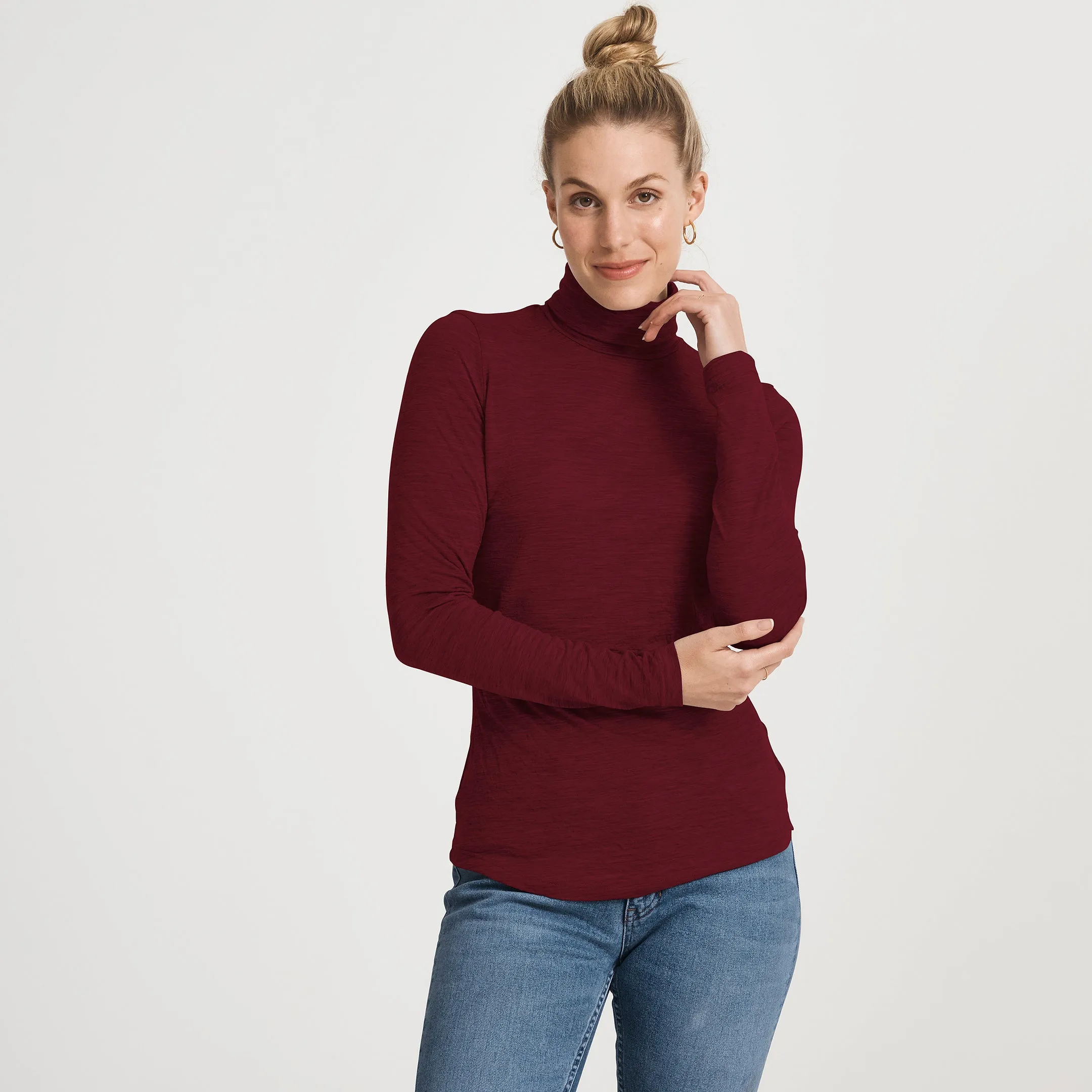 UV Protective Coating Comfortable Touch Merino LS Turtleneck Tee