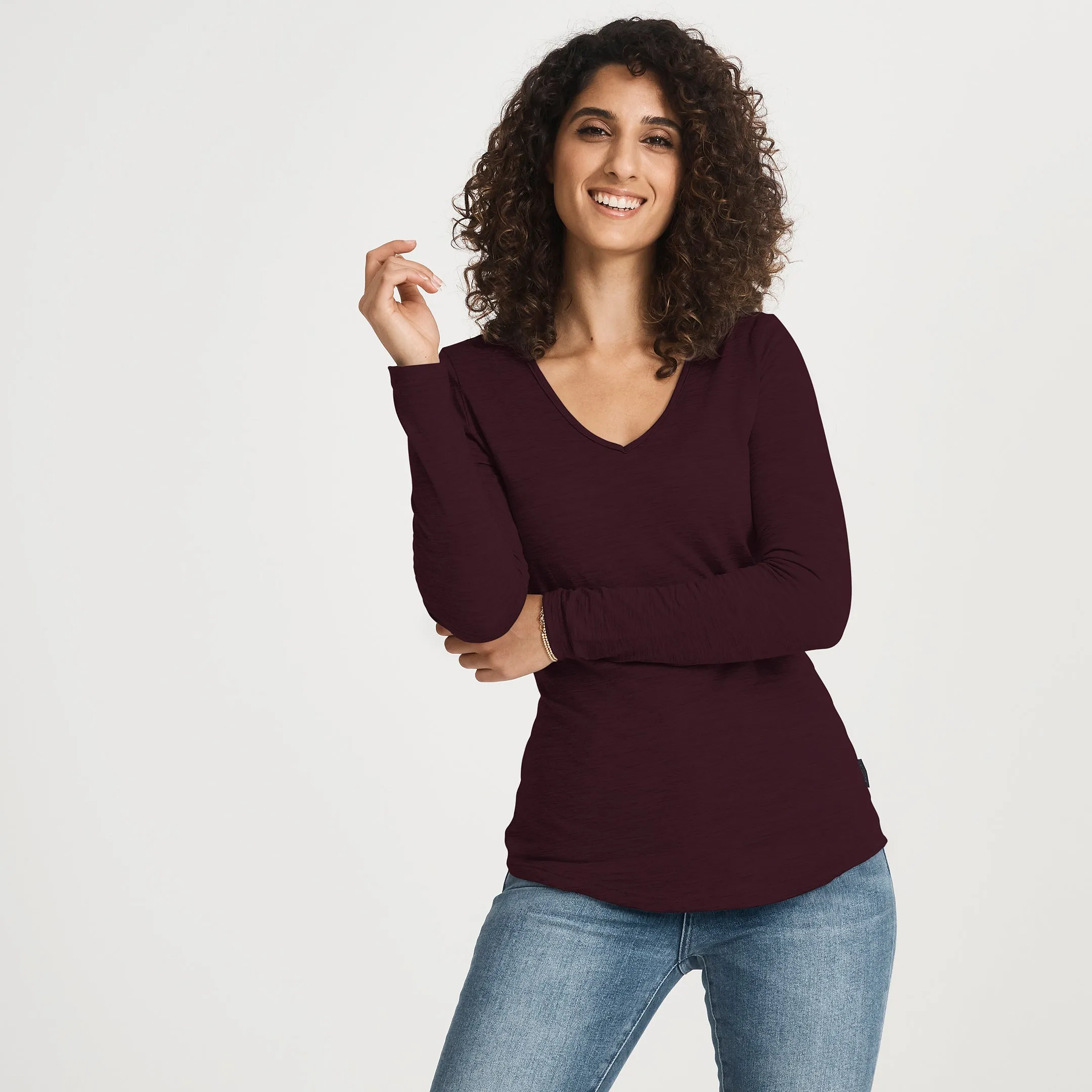 Merino LS V-Neck Tee Lightweight Comfort Wear Stylish and Fun