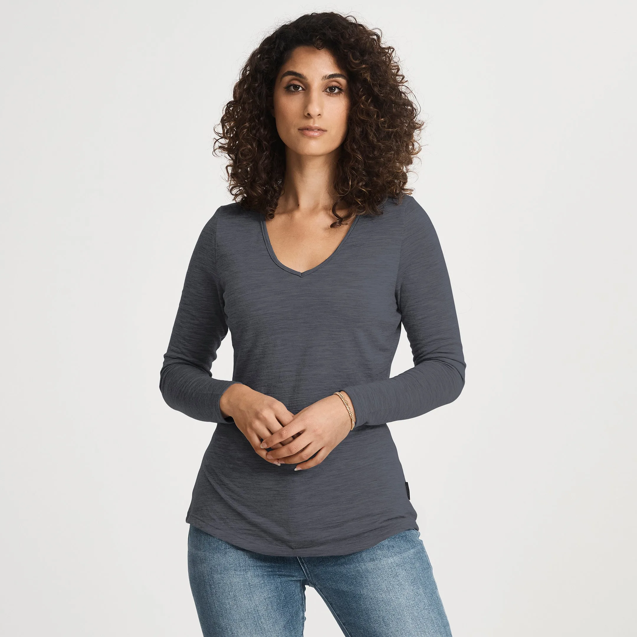 Merino LS V-Neck Tee Travel Essential Soft Texture