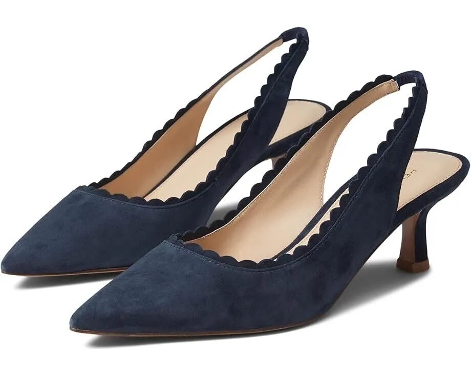 Pointed Heeled Shoes Pelle Moda Kelsa Slingback Pump Women's 5.5 Midnight Suede Slip On Shoes KHD994