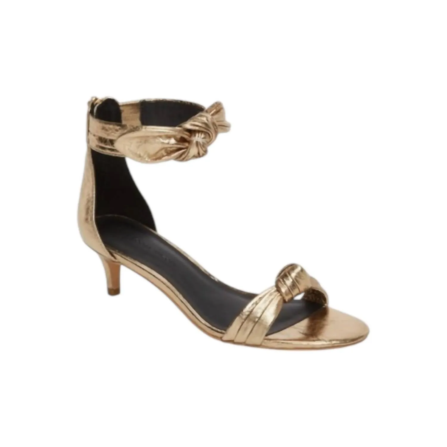 Evening Mode Women's Kaley Kitten Heel Sandal In Gold Distressed Metallic