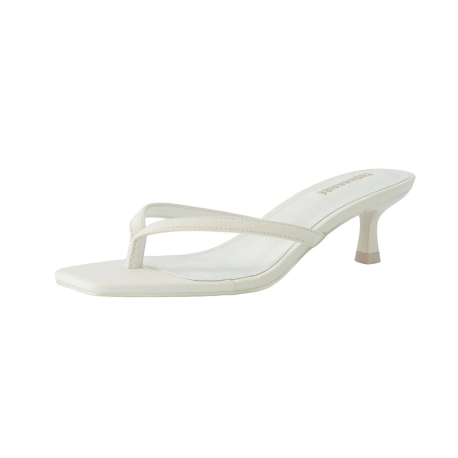 Miami Thong Dressy Kitten Heel Sandals In Ivory Gold High Heels