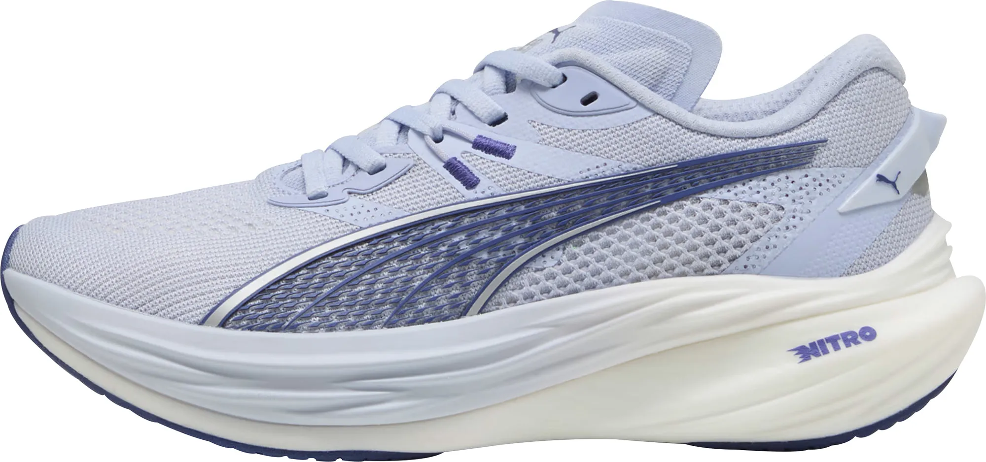 running in a tropical area running with a carbon fiber plate Puma Deviate Nitro 3 Womens Running Shoes - Blue