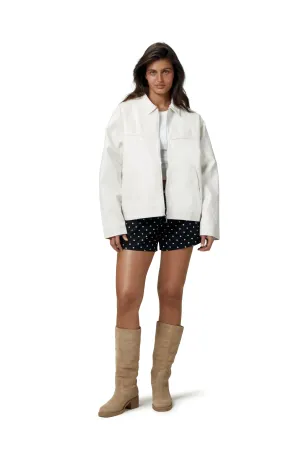 Chill Proof Style Sporty Layers Milky Vegan Leather Jacket