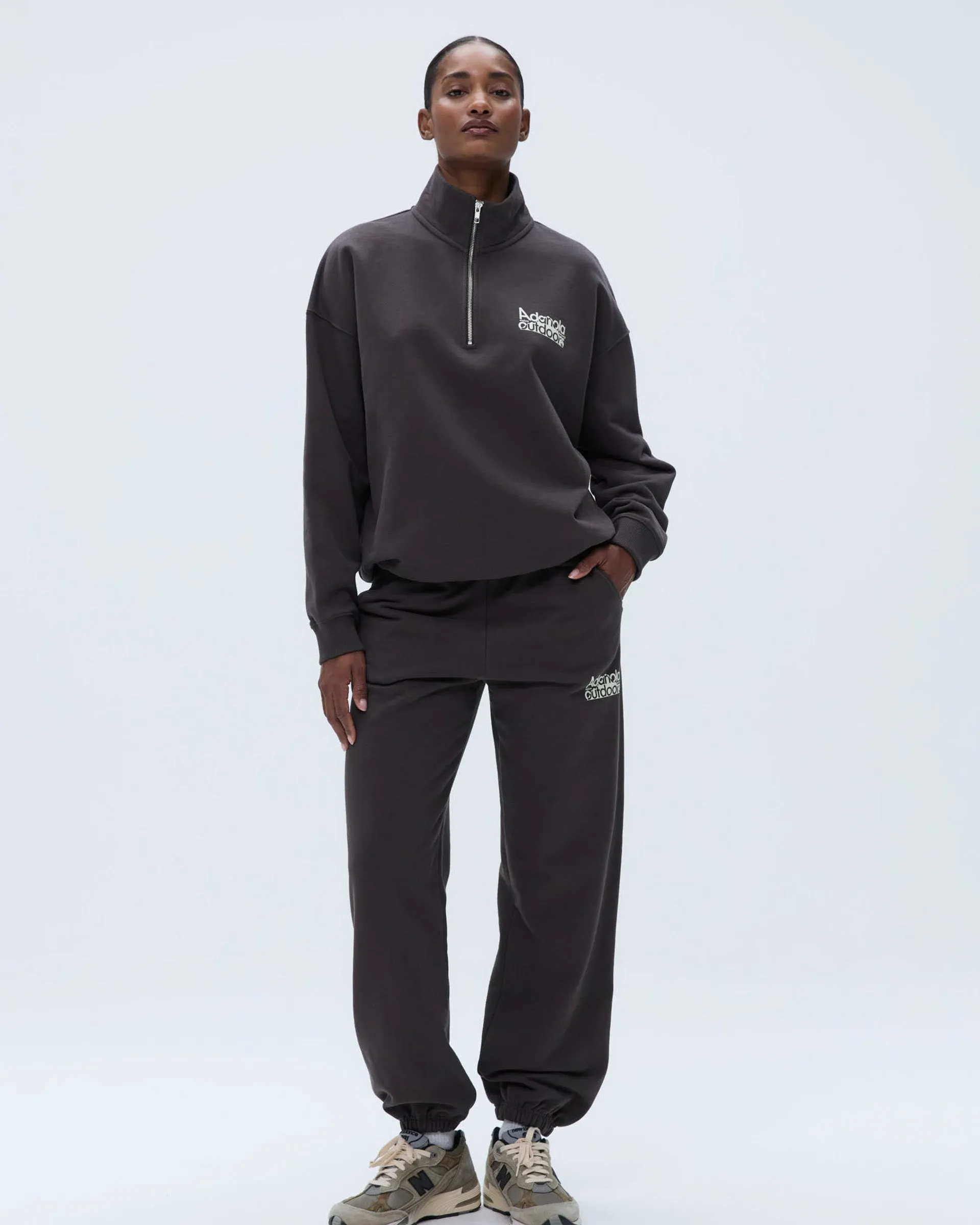 Trail Oversized Funnel Neck Zip Sweatshirt - Coffee Bean/Marshmallow White Warm Essentials