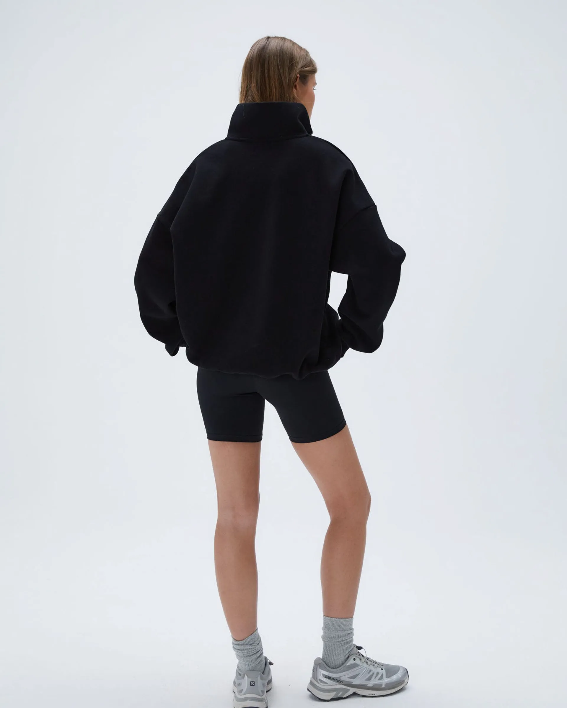 Outdoors Oversized Funnel Neck Zip Sweatshirt - Black All Day Wear Neutral palette