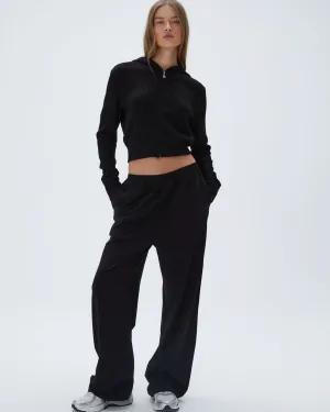 Modal Cotton Pants - Black Breathable Waistband Quick Comfort
