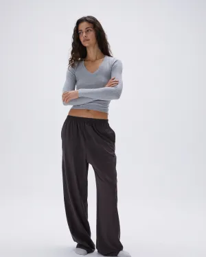 Casual Layer Fit Frayed hem Modal Cotton Pants - Coffee Bean