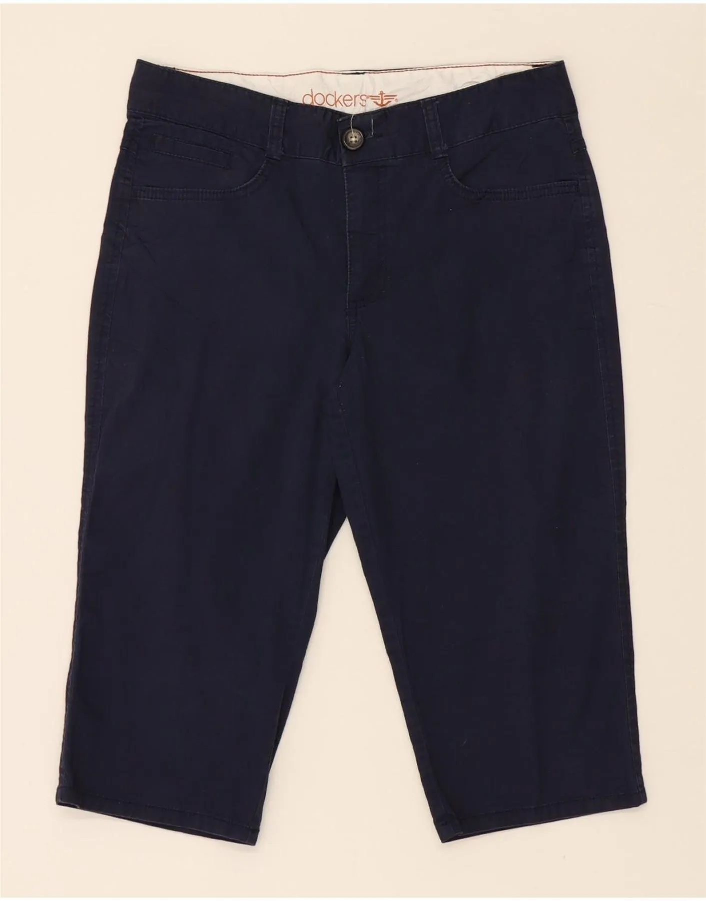 Long Sleeve DOCKERS Womens Casual Shorts US 6 Medium W30 Navy Blue Cotton