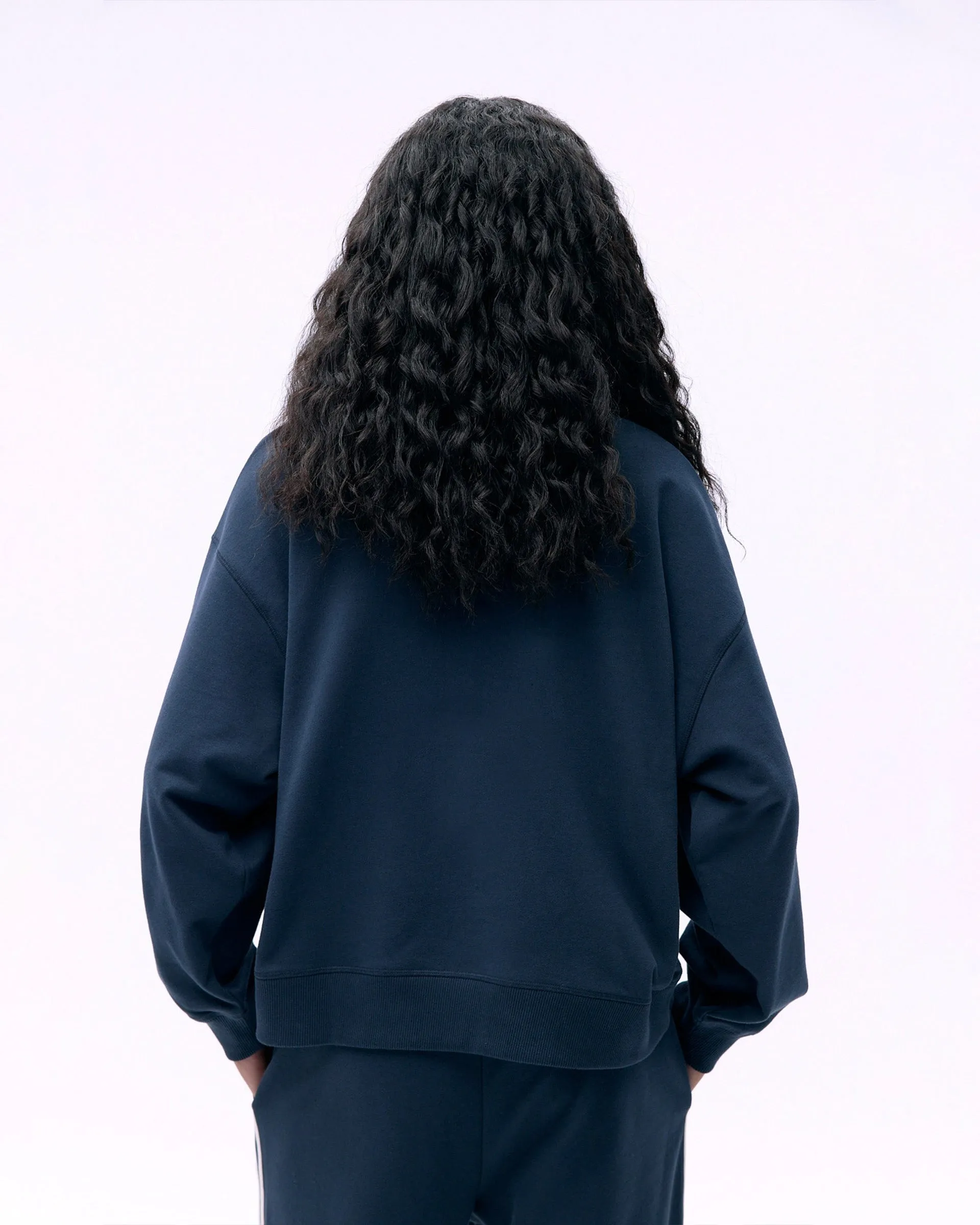 men good for weekends Varsity Loose Fit Sweatshirt - Midnight Blue/Marshmallow White