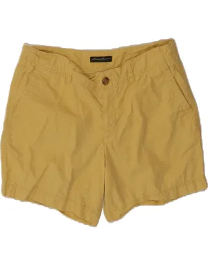 EDDIE BAUER Womens Chino Shorts US 10 Large W34 Yellow Geometric Cotton Earthy Hue High-Quality Fabric