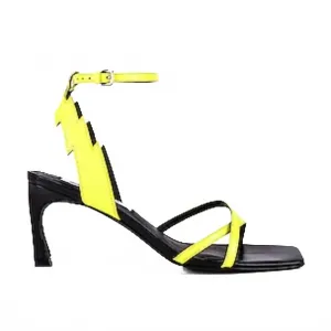 Comfortable Upper Women's Kadae Heels In Neon Yellow And Black