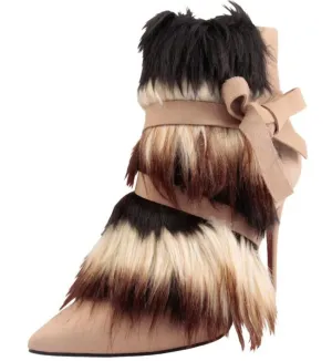 Fashion Mood Summer Wedding Heels Women Leather Stiletto Bootie In Brown