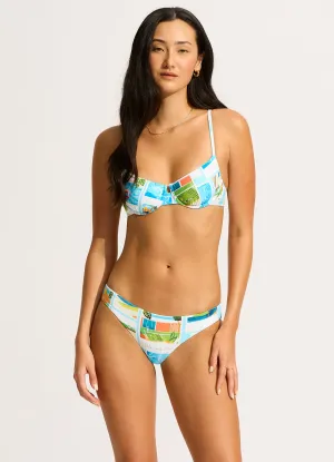 Layered Support System Sunset Hipster Bikini Bottom - Turquoise