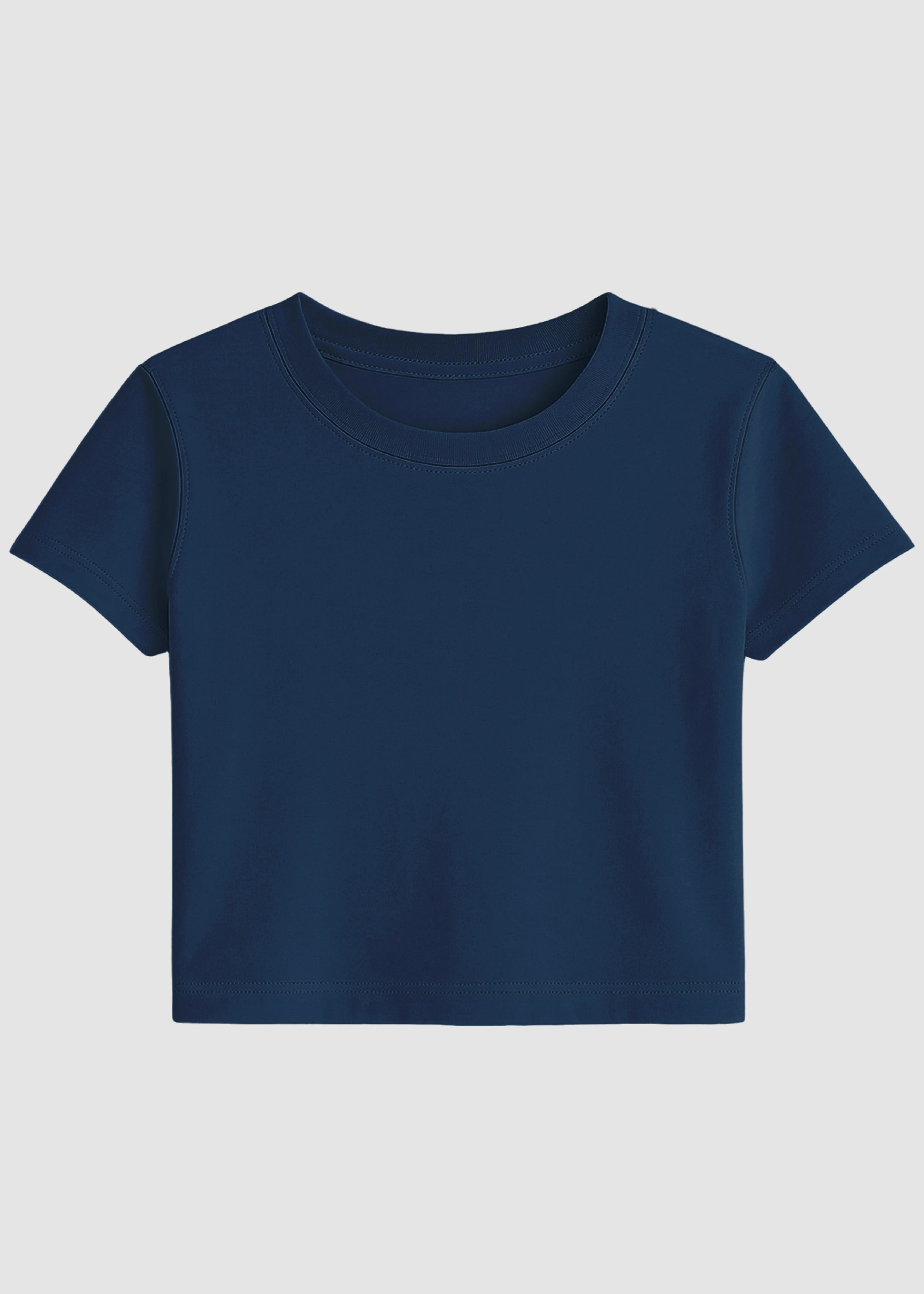 Premium Cotton Blend Relaxed Wear Fit Navy Blue Crop Top | FC39
