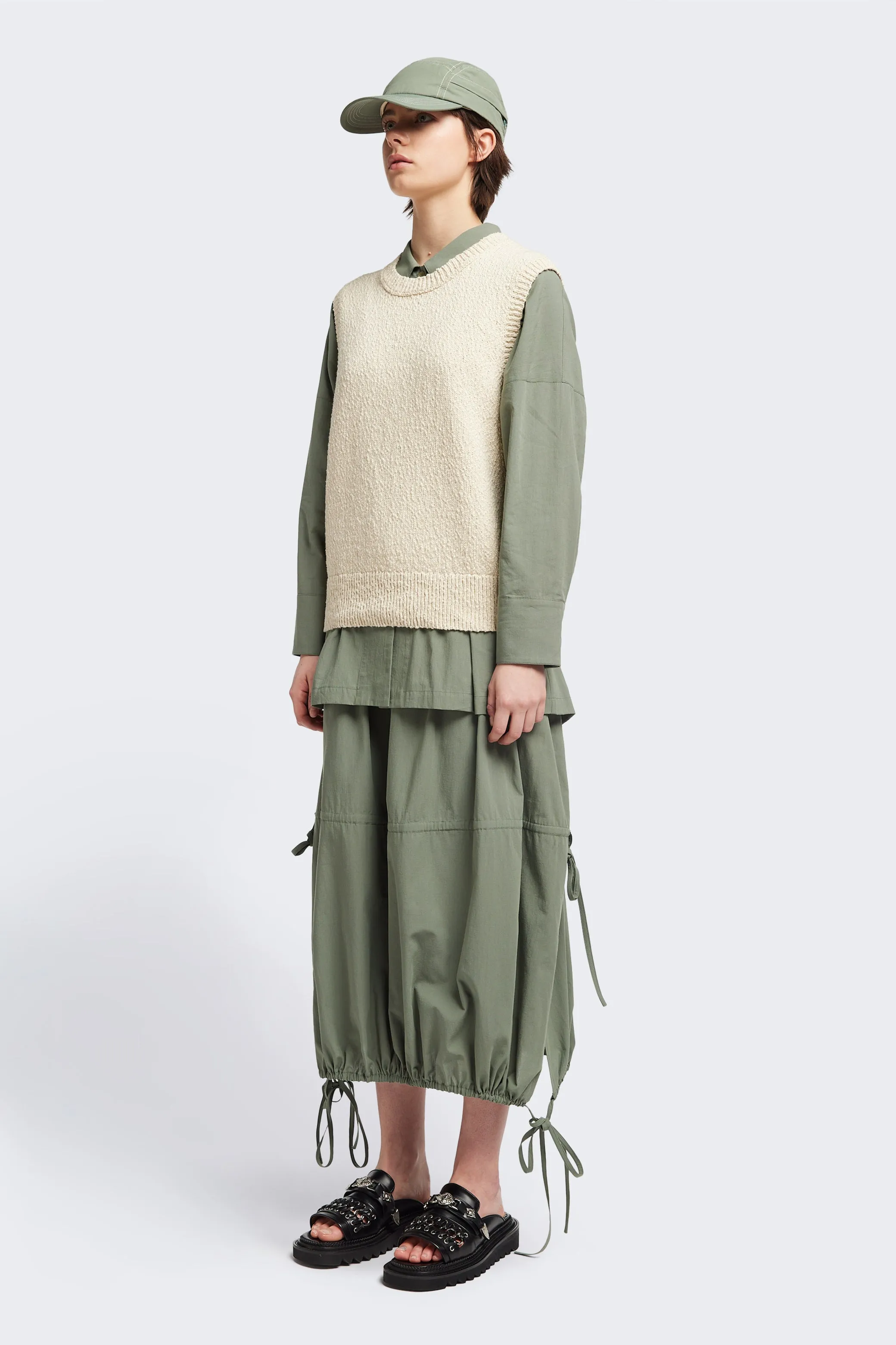 Repose Skirt Olive Tiered hem Winter Staple