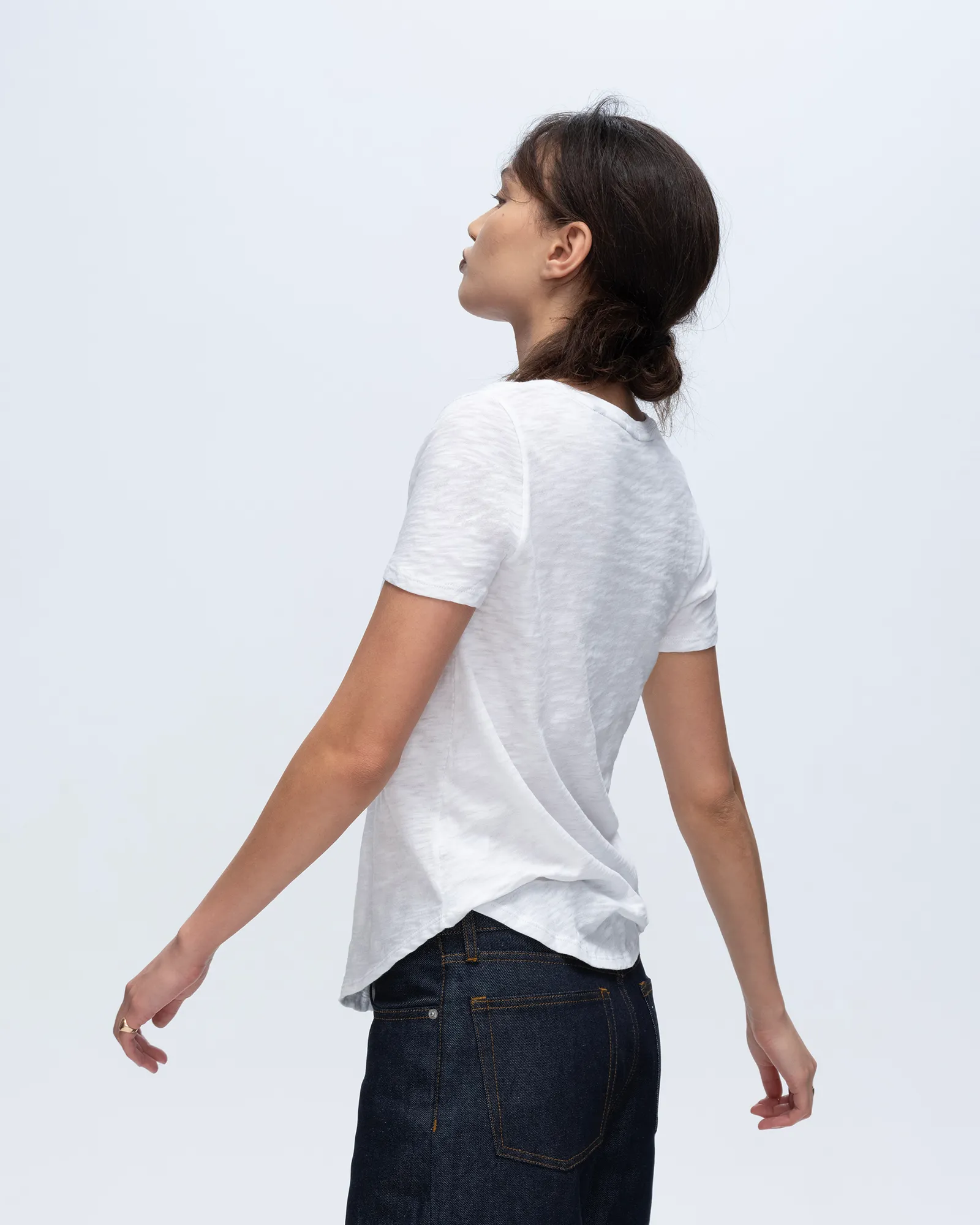 Seasonal Trend Slub Jersey Classic V-Neck Tee - White