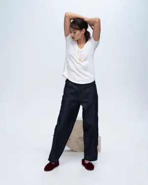 Abrasion resistant Slub Jersey Classic V-Neck Tee - White