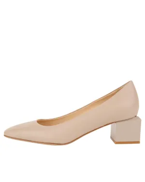 Novella Block Heeled Pump In Birch High Top Style Smart Casual Heels