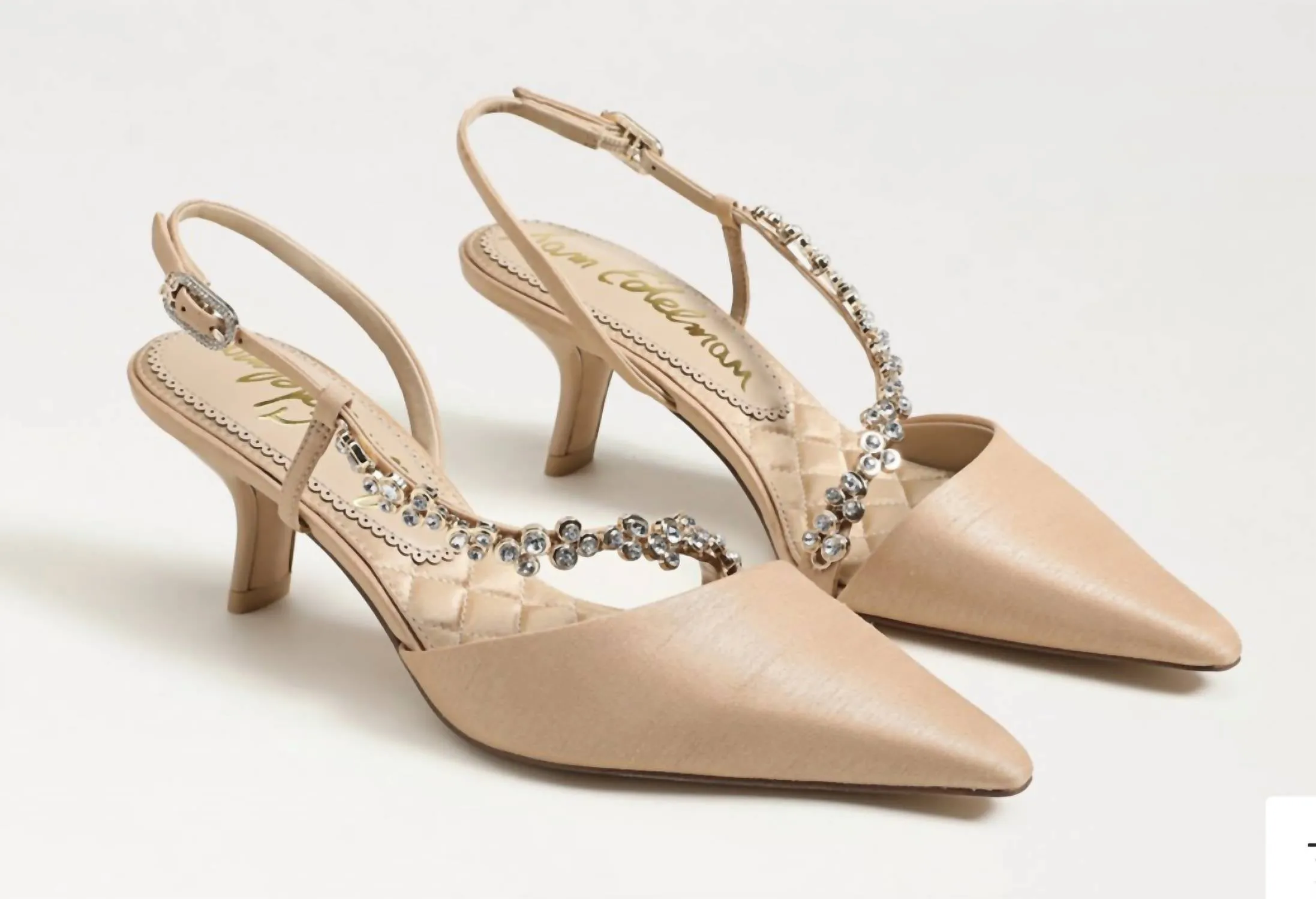 Bold Silhouette Women Bonnie Slingback Pump In Ecru Beige Silk