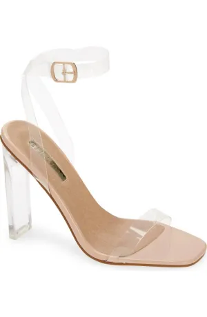 Wedge Heel Comfortable Design Odina Clear Strap Heel In Nude-Patent
