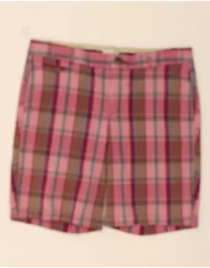 DOCKERS Womens Slightly Curvy Chino Shorts US 12 Large W34  Pink Check Adjustable Cuff Closure Modern Aesthetic