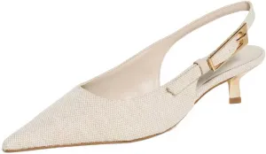 Fashion Look Slip On Ciara Pump Mid Heel In Beige