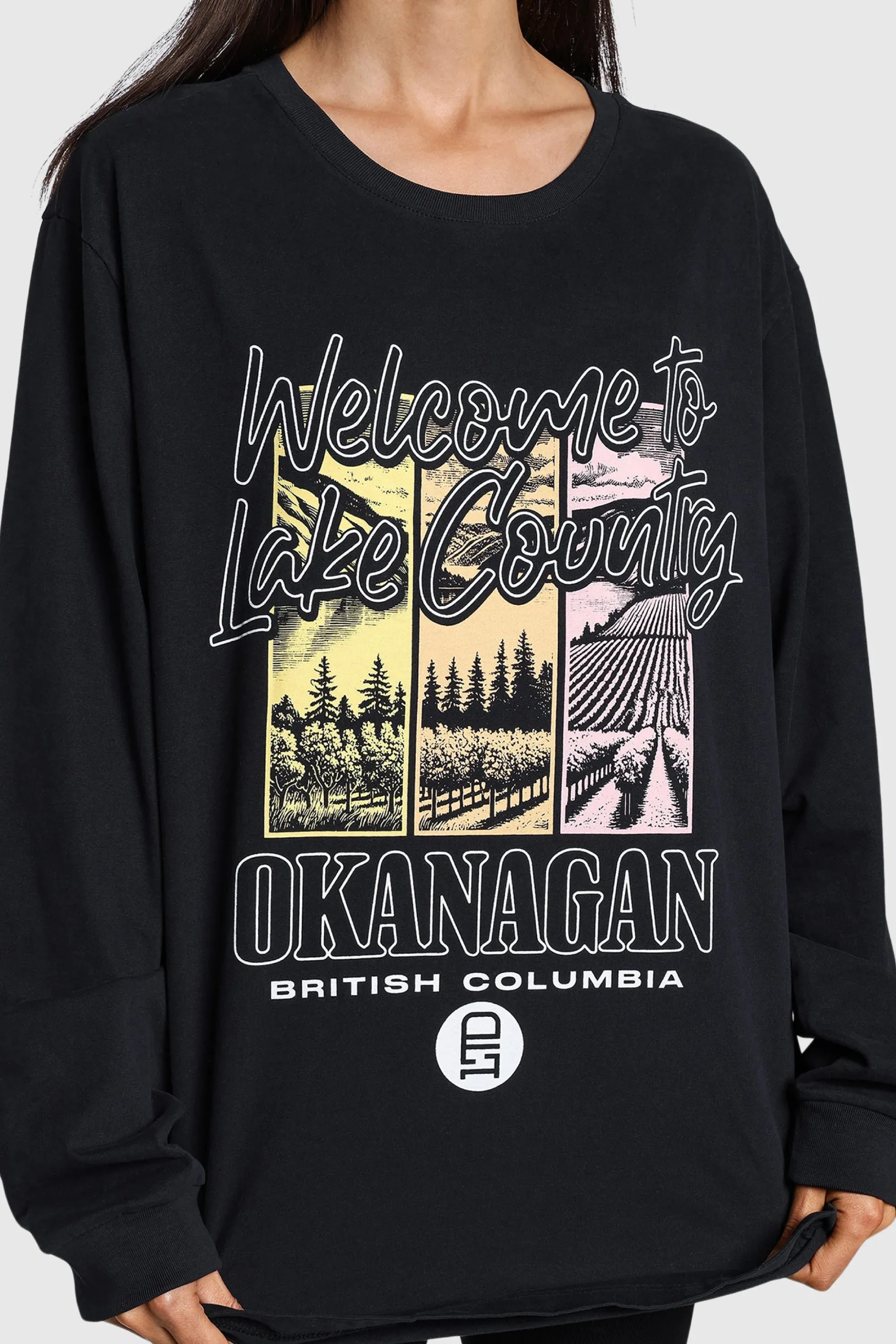 Okanagan Oversized Long Sleeve Seasonal Outfit Subtle Logo Placement
