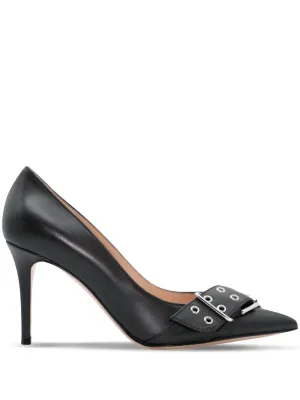 Chic Profile Luxe Leather Heels Leigh Leather Buckle Pump In Black