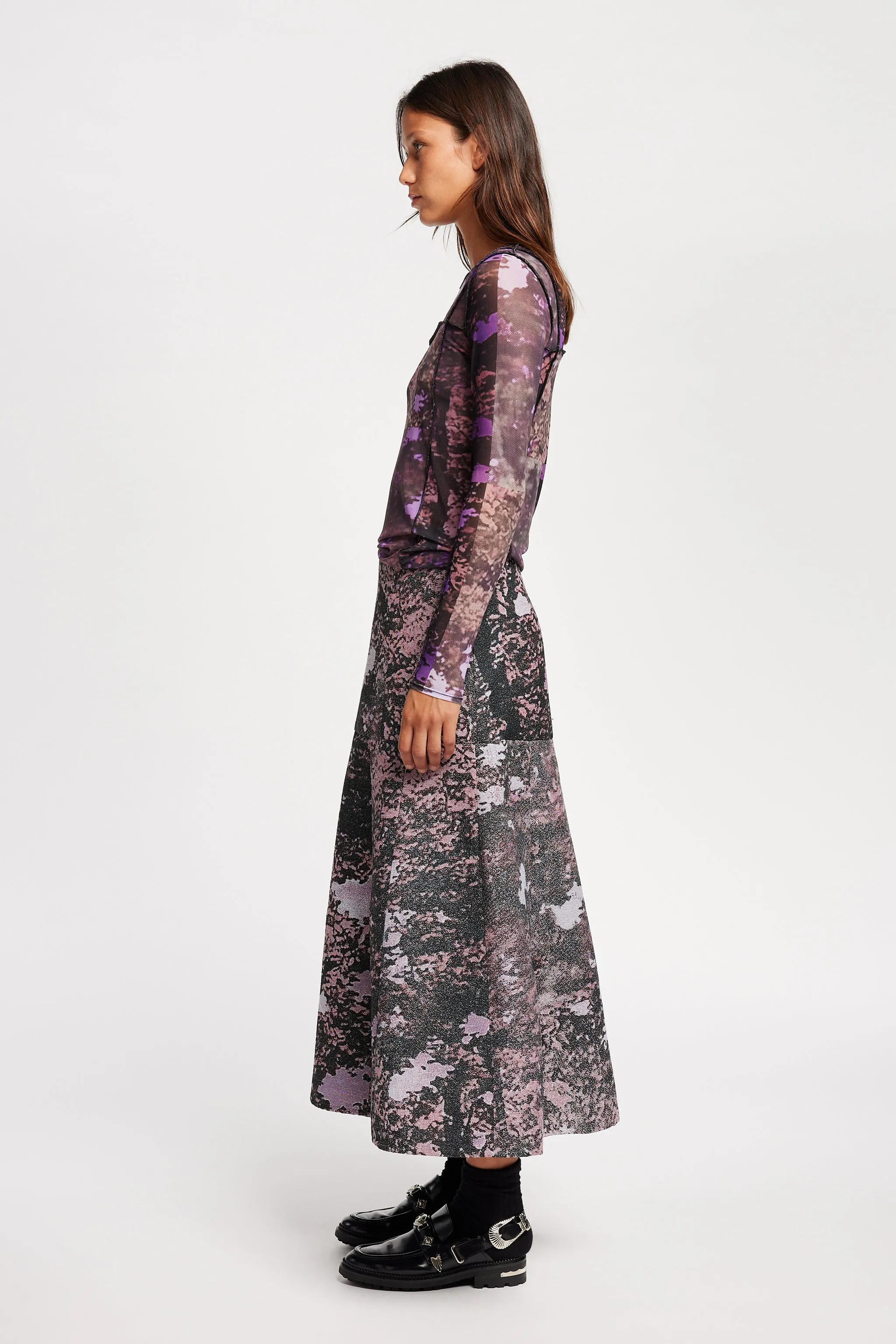 Airy Feel Optic Jacquard Skirt Purple Print