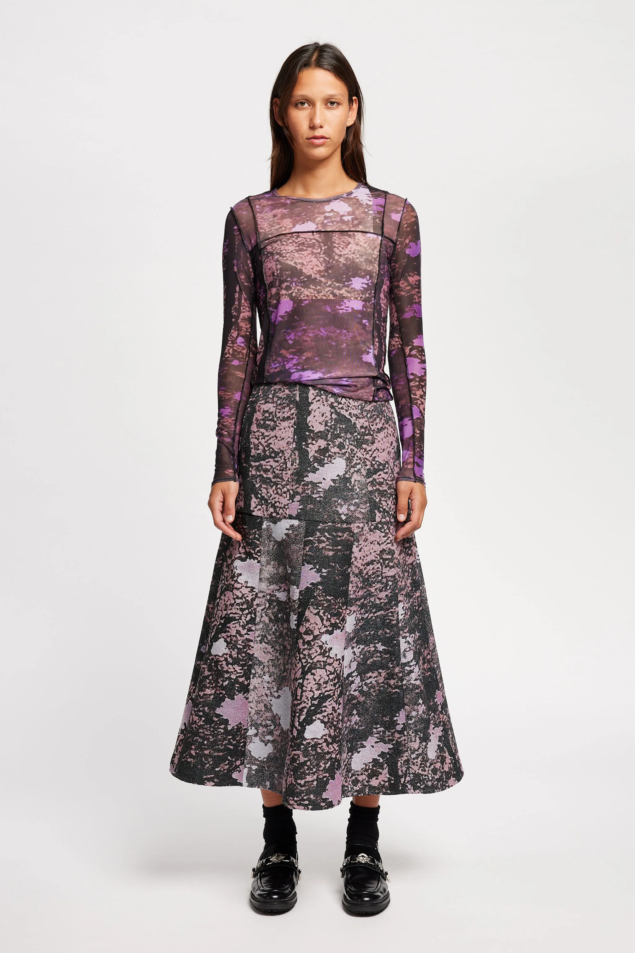 Timeless Trend Outfit Mood Optic Jacquard Skirt Purple Print