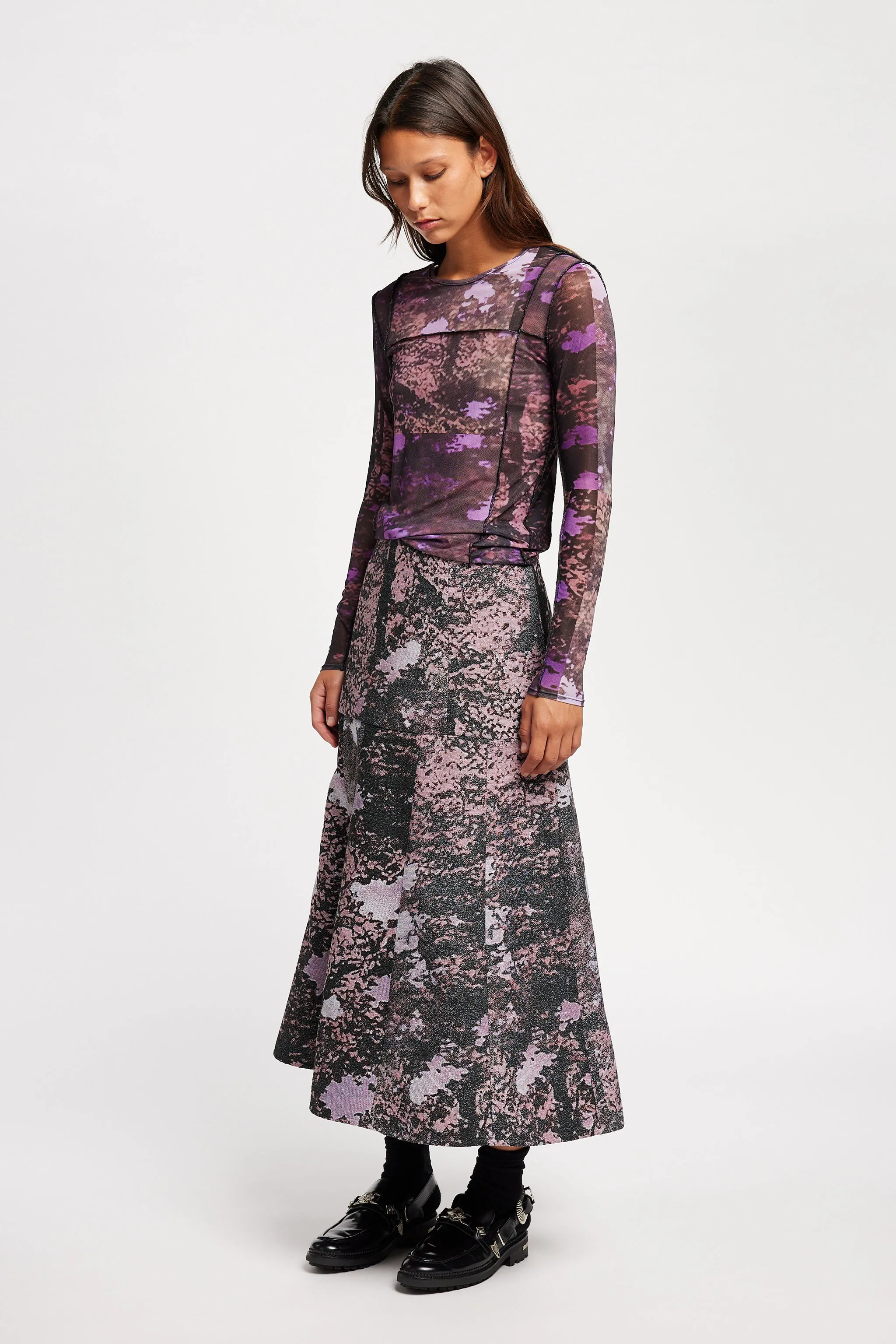 Optic Jacquard Skirt Purple Print Casual Moments