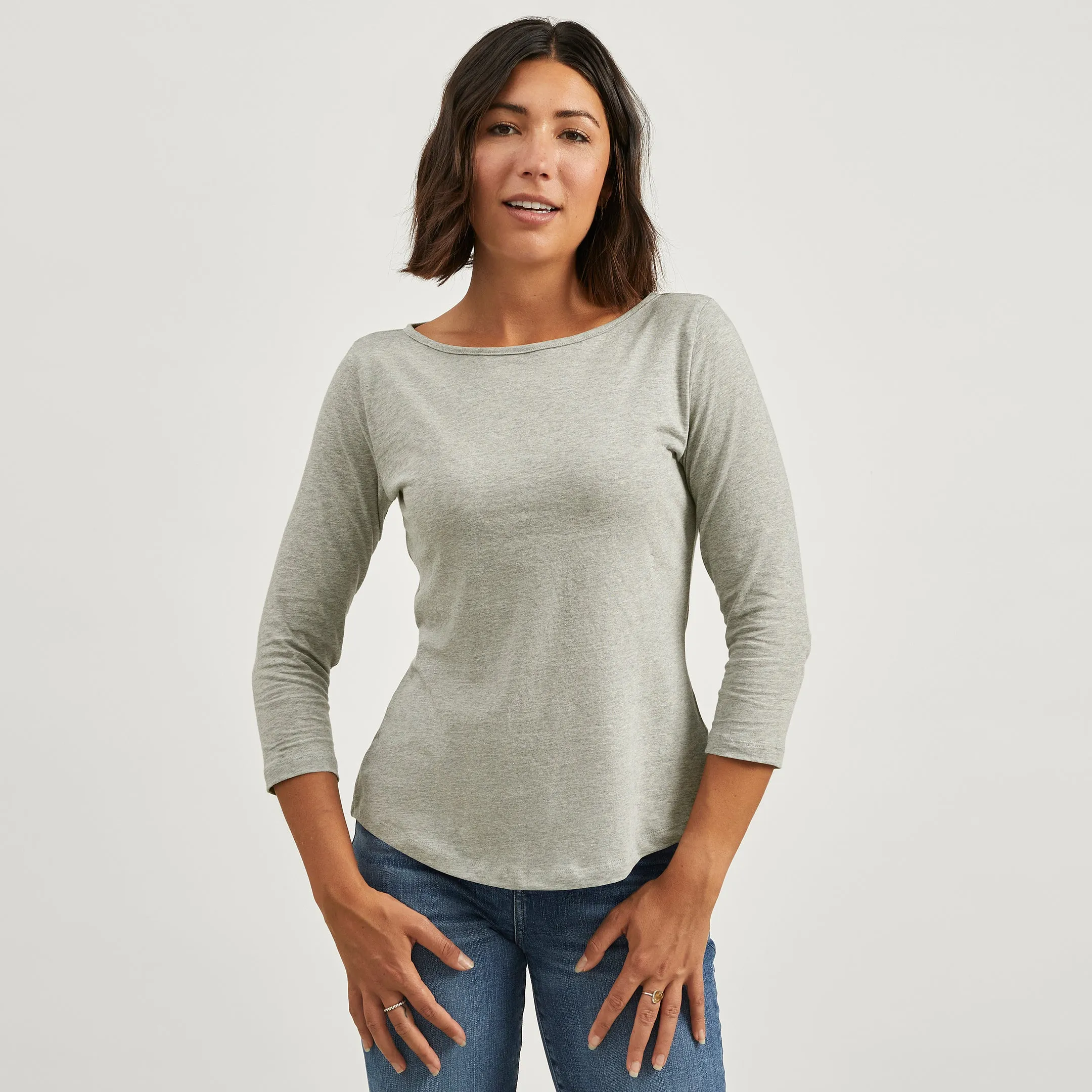 Recycled 3/4 Boat Tee Flexible Collar AntiBacterialTreatment