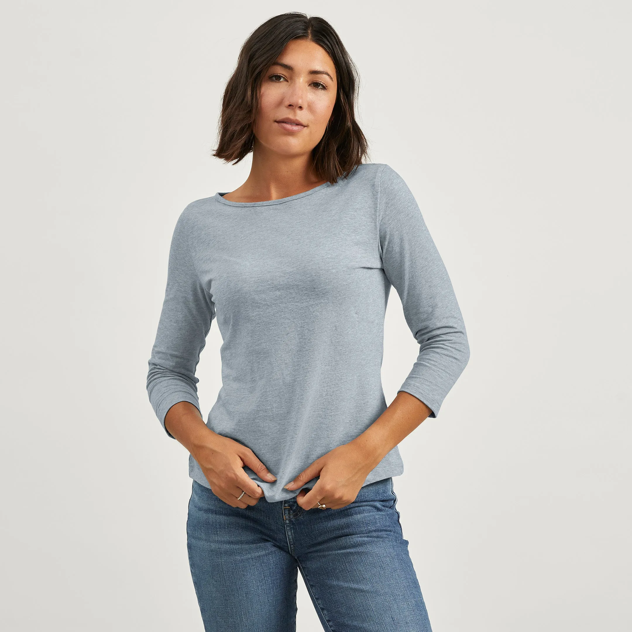 Recycled 3/4 Boat Tee Trendy Comfortable apparel