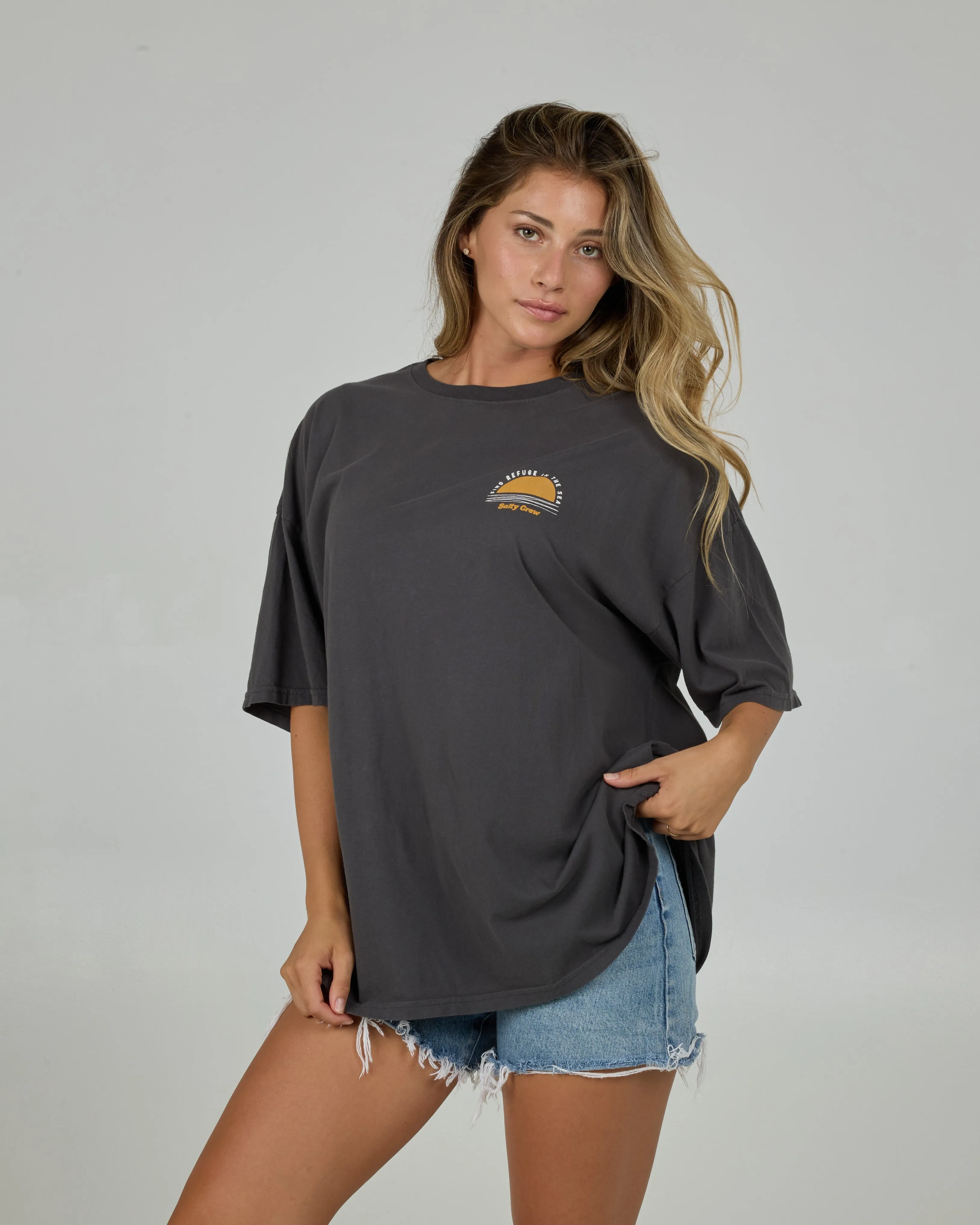 SlimFitDesign Palm Set Cover Up Tee - Charcoal