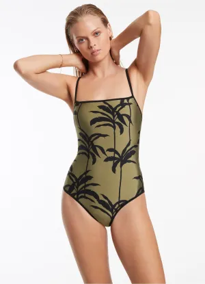 fashion lover Low Profile Seams Palme Minimal Tank One Piece - Olive