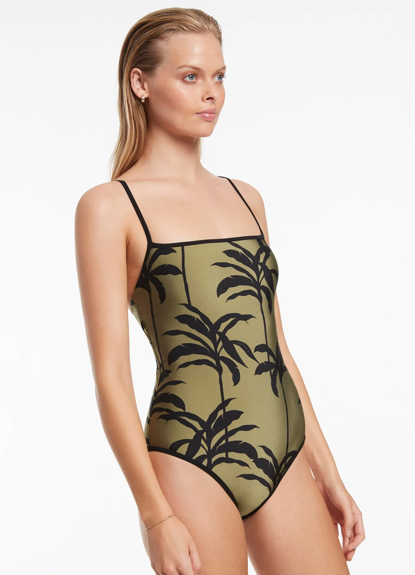 Long-Lasting Wear Palme Minimal Tank One Piece - Olive