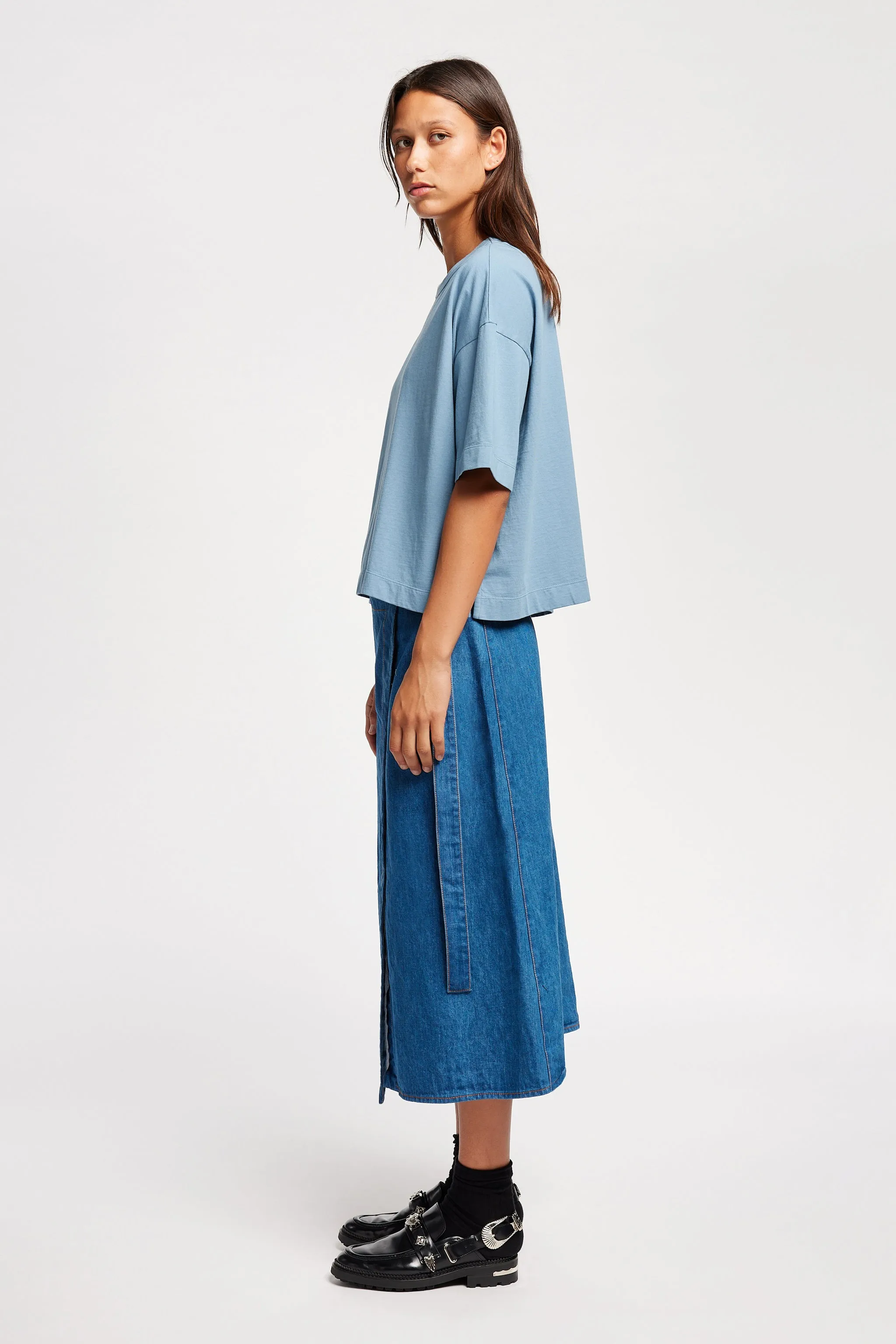 quick dry Urban Fit Parity Denim Wrap Skirt Mid Wash Denim