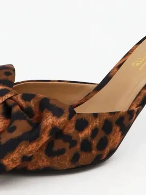 Graceful Vibe Women's Bow Tie Slide Heels In Leopard