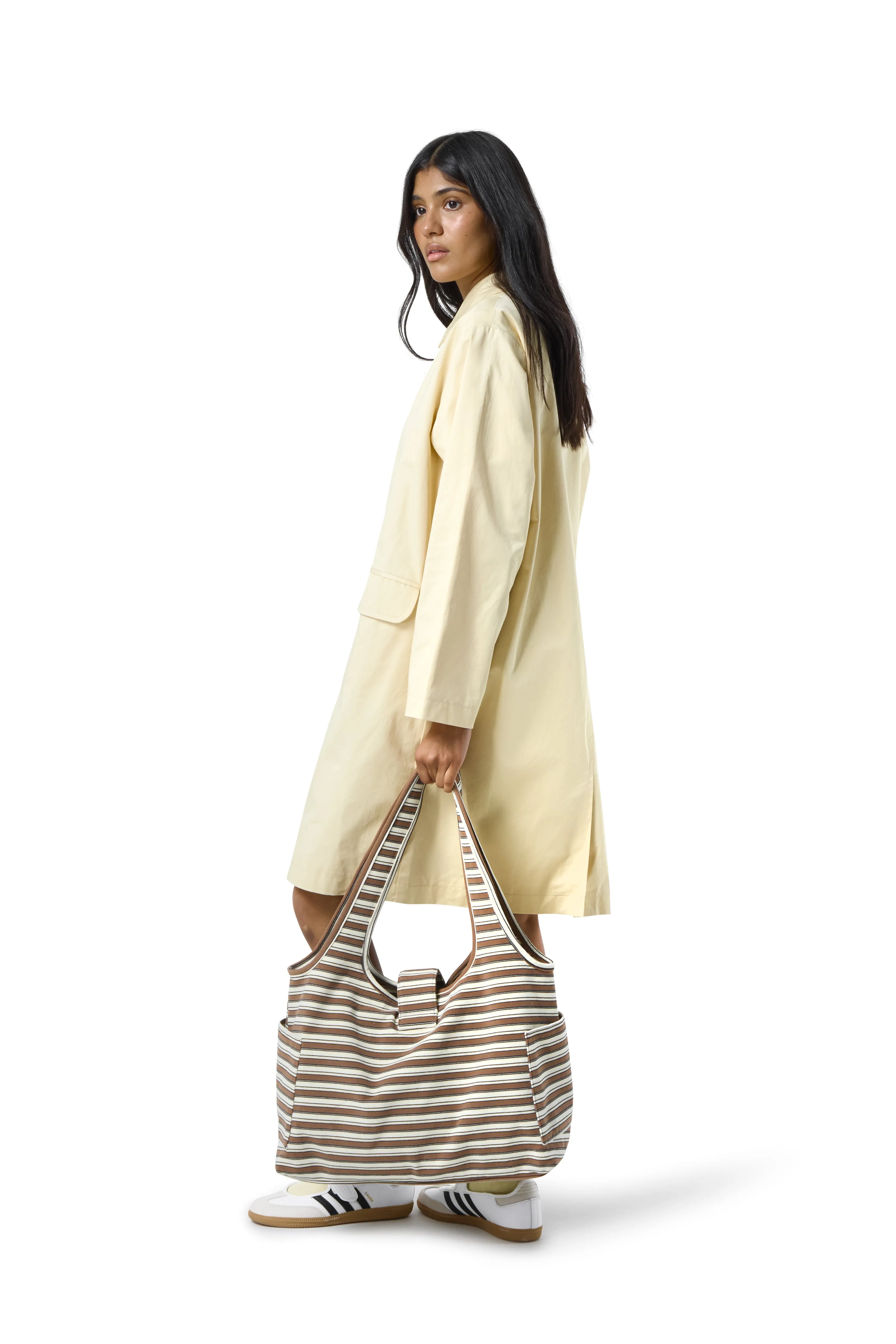 Patter Trench Coat in Butter Yellow Durable Outer Shell Flex Fit Fabric