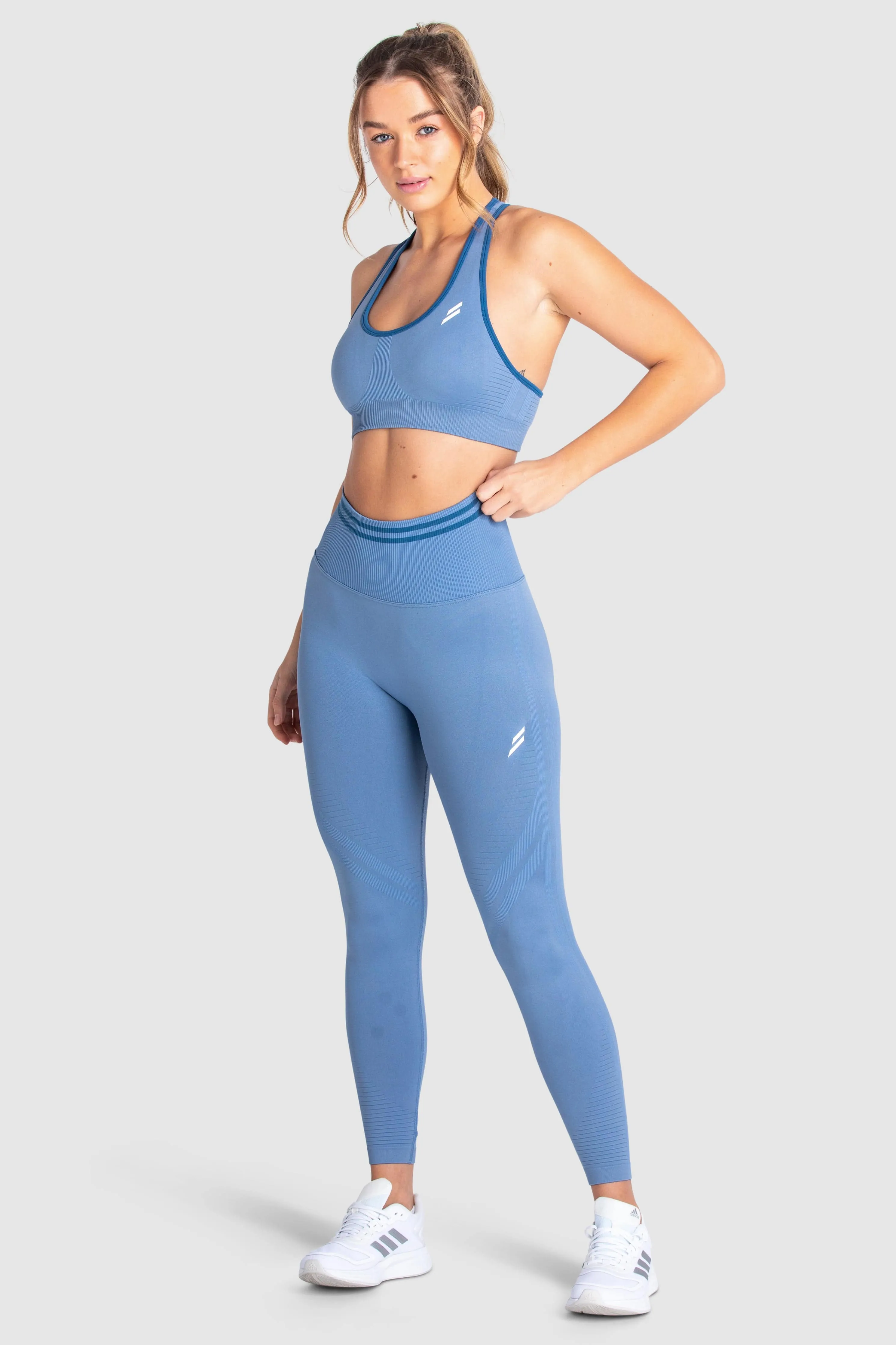 Buttery Soft Texture Urban Cool DYE Scrunch Seamless Leggings - Slate Blue