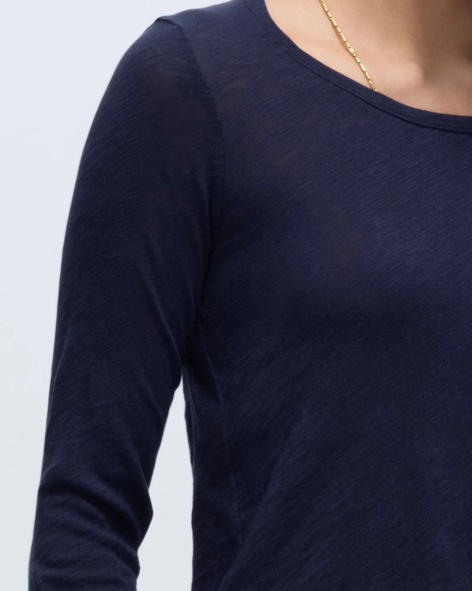 Weekend Ready Comfort and Breathable Slub Jersey Long Sleeve Destroyed Wash Tee - Midnight