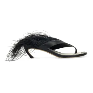 BLACK SWING SANDALS WITH FEATHER-45MM PUMPS Stylish