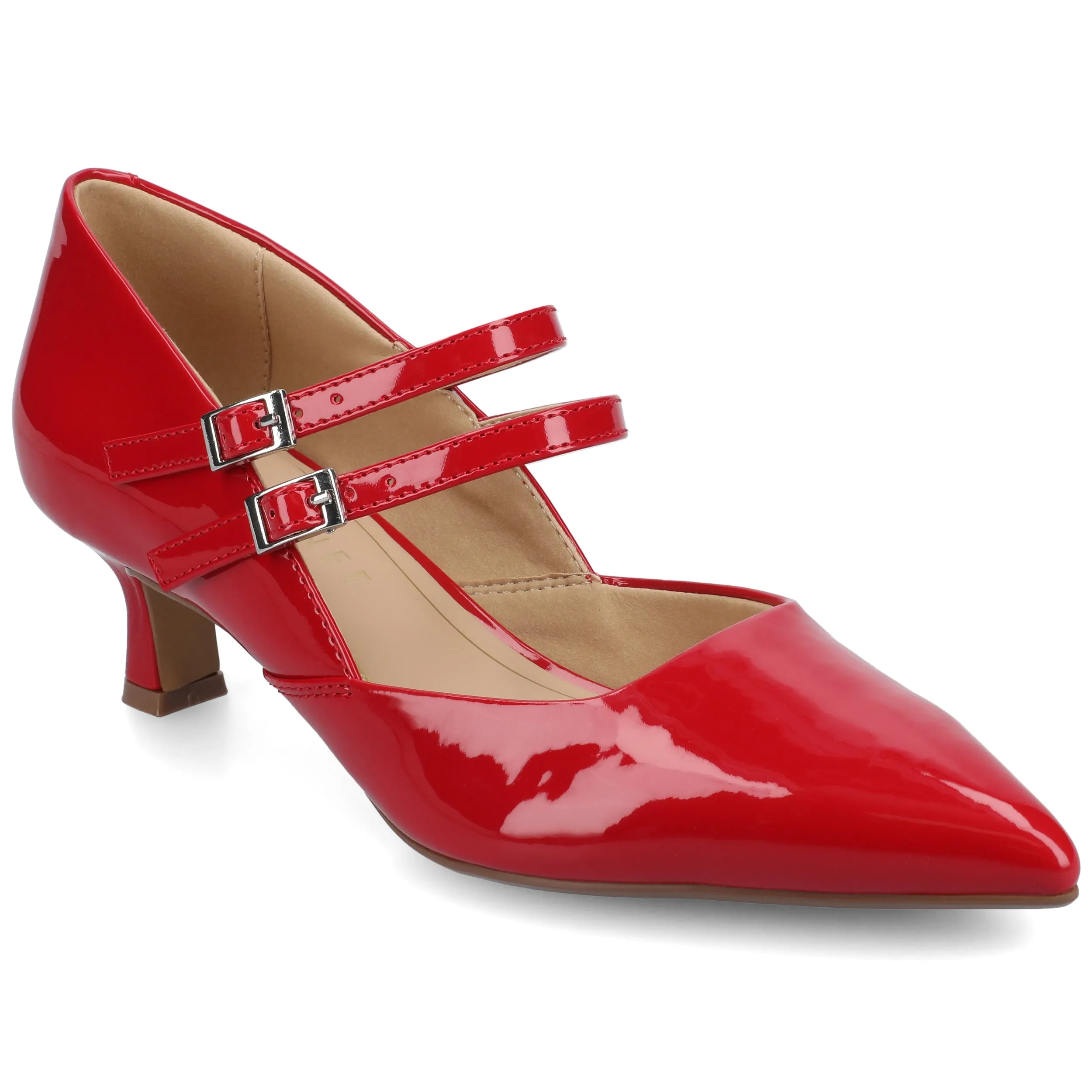 Stylish Stilettos Journee Womens Carnation Medium and Wide Width Kitten Heel Mary Jane Pumps