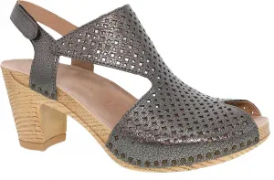 Women's Teagan Slingback Peep Toe Heels In Grey Metallic Daytime Heels