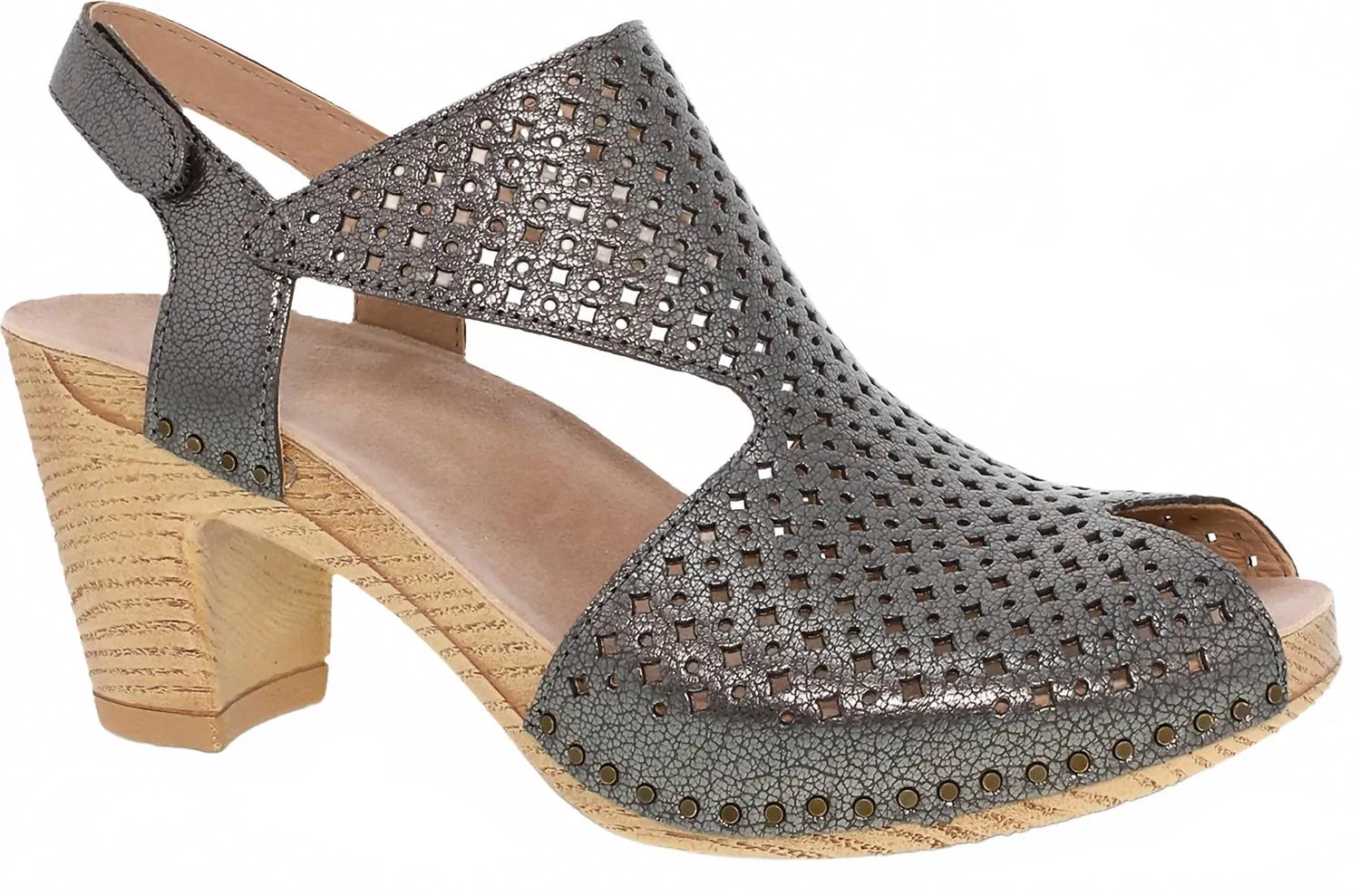 Women's Teagan Slingback Peep Toe Heels In Grey Metallic Premium Pumps Sexy High Heels