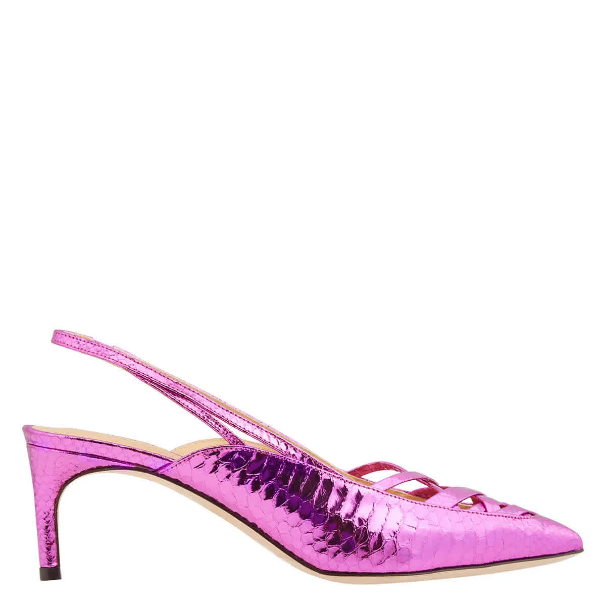 Understated Chic Clear High Heels Giannico Fuchsia Amelia 60 Python Slingback Pumps