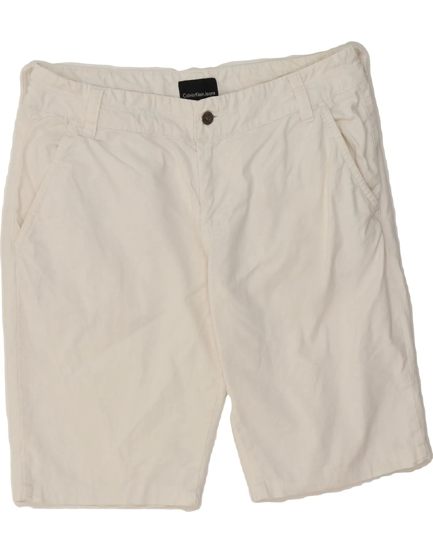 CALVIN KLEIN Womens Chino Shorts W34 Large White Trendy Fashion